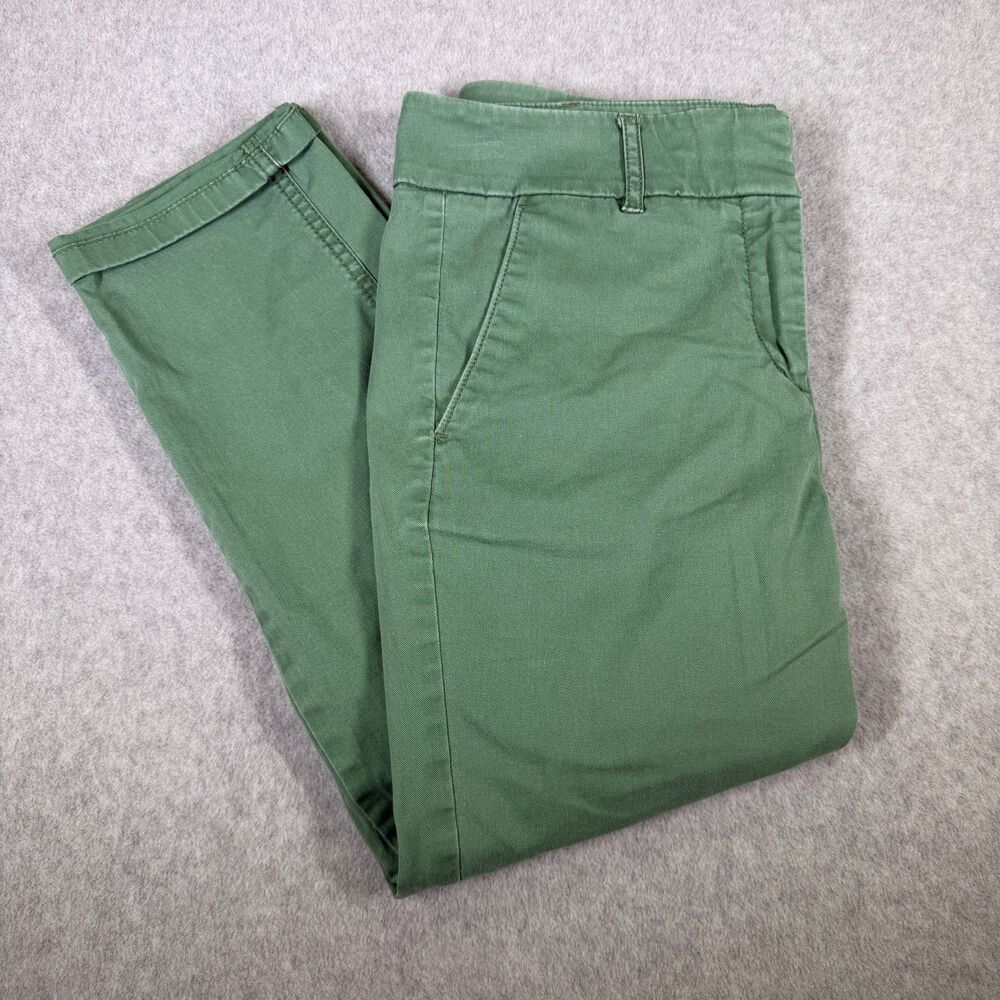 LOFT Marisa Crop Pants Womens 6P Green Chino Straight Leg Stretch Casual